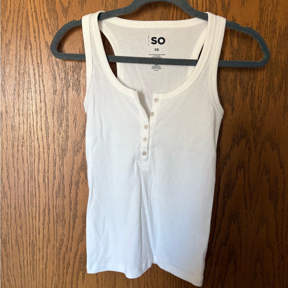 SO Ribbed White Tank Top ***